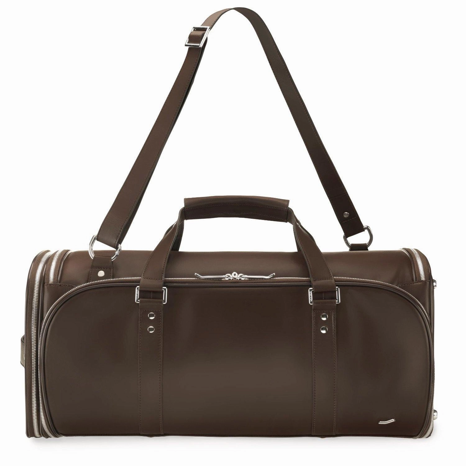 Vocier 3-Piece Travel Set Zero Crease System, Leather Travel Bag & Leather Briefcase