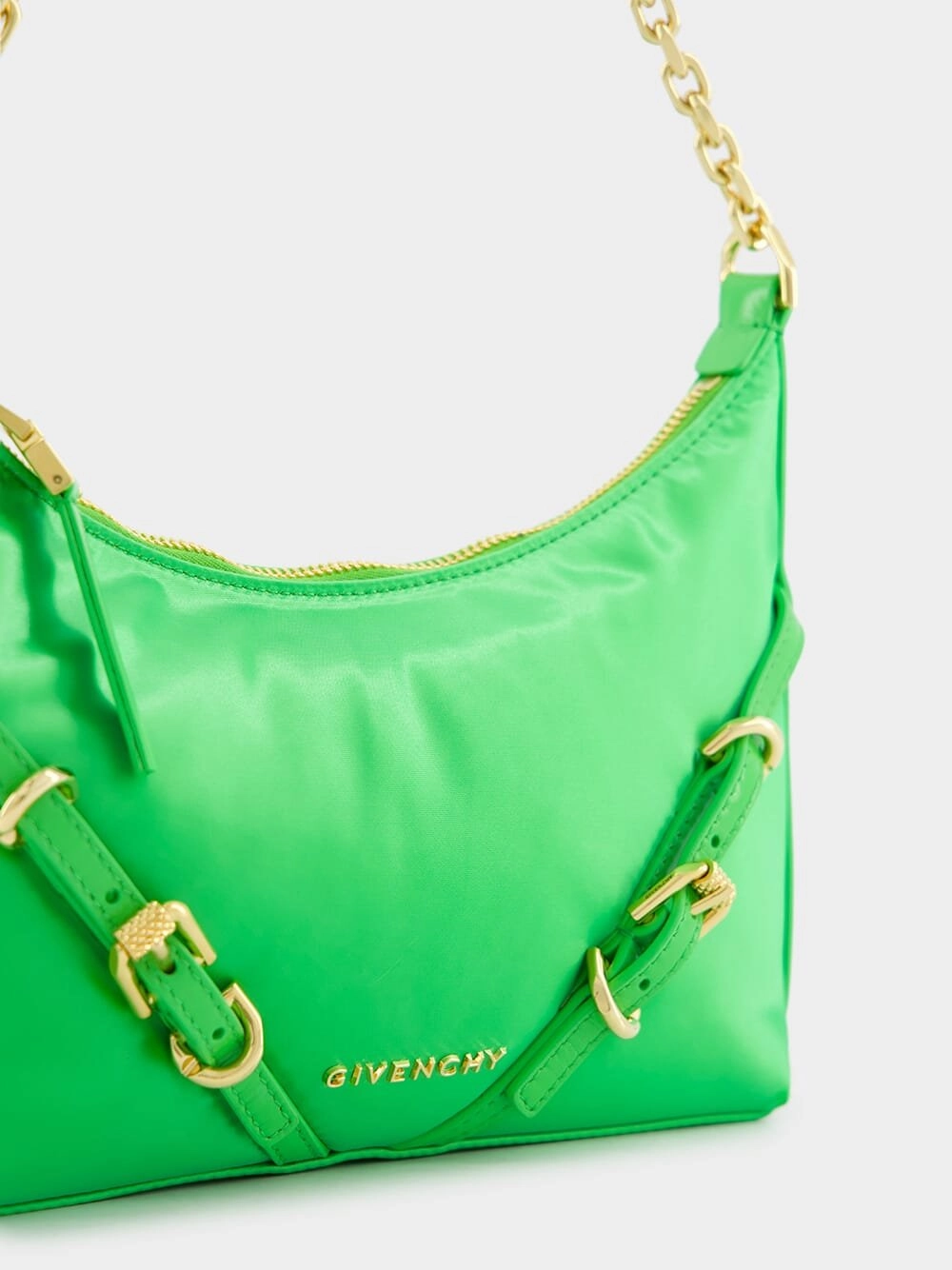 Voyou Party Green Bag In Nylon Satin