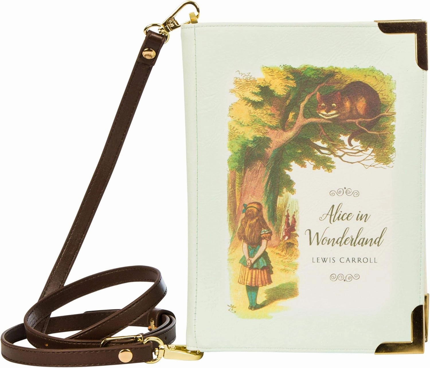 Well Read Co Crossbody Purse Handbag for Book Lovers - Alice in Wonderland Turquoise, Vegan Leather, Small
