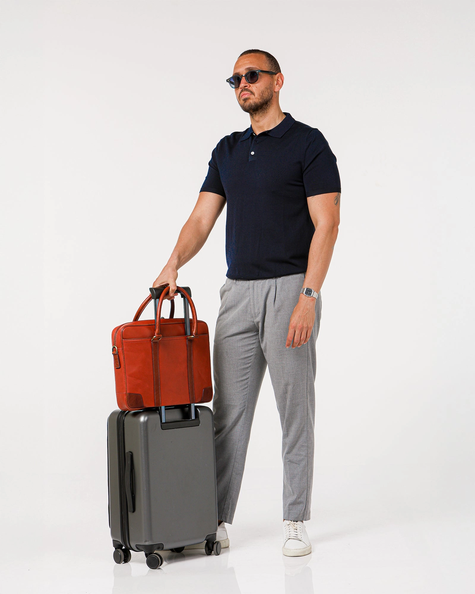 Wellington Laptop Briefcase | Tan & Brown