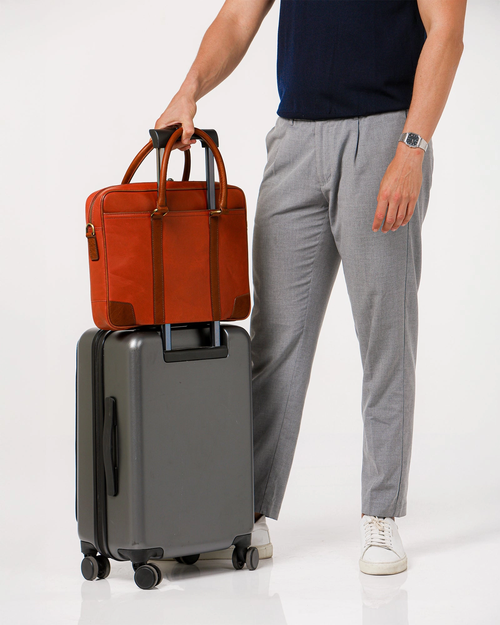 Wellington Laptop Briefcase | Tan & Brown