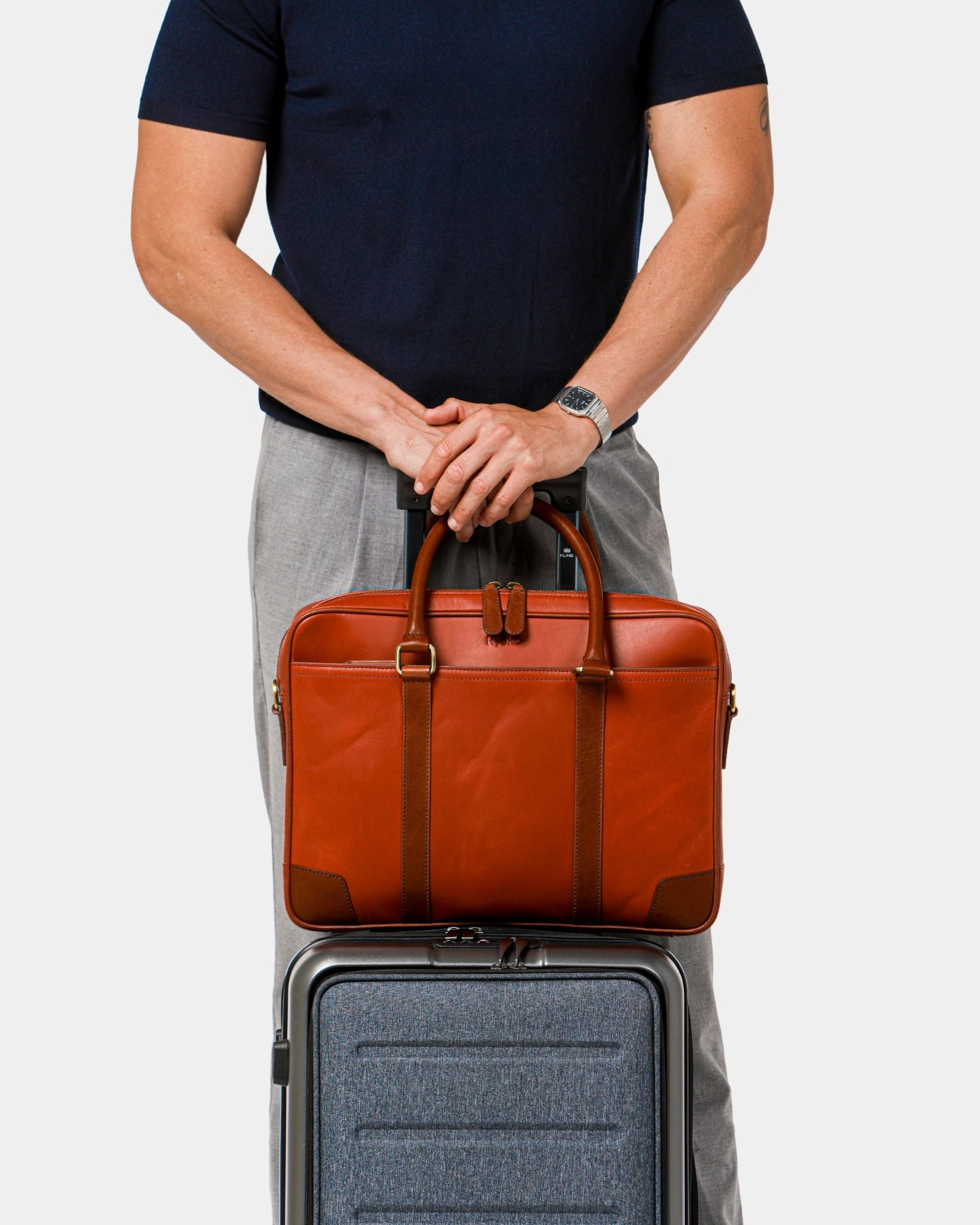Wellington Laptop Briefcase | Tan & Brown
