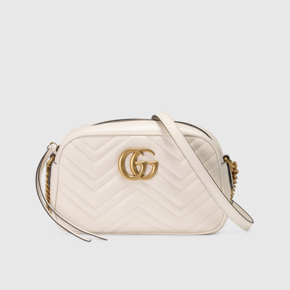 White Leather GG Marmont Small Shoulder Bag Leather Shoulder Bag for Women