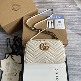 White Leather GG Marmont Small Shoulder Bag Leather Shoulder Bag for Women