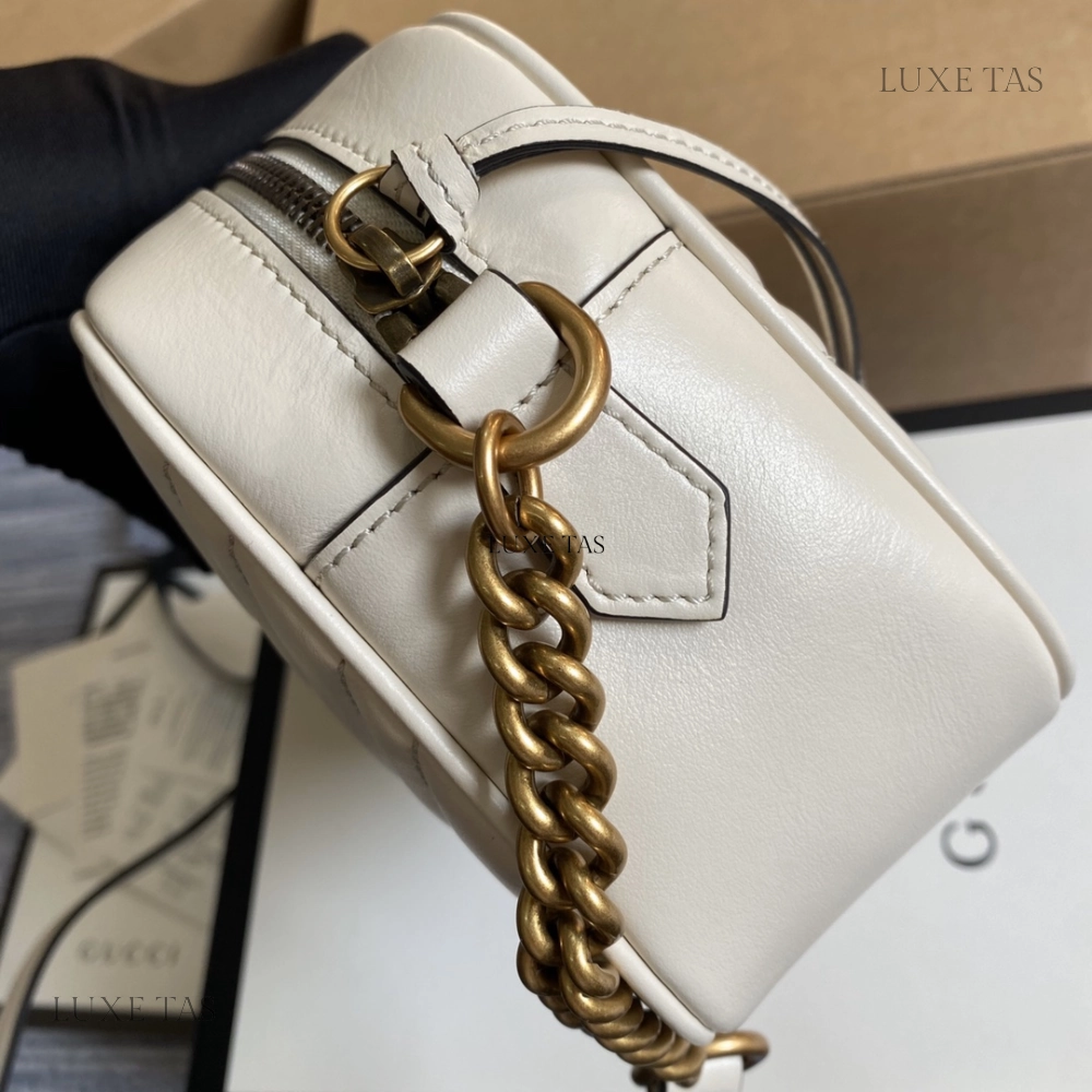 White Leather GG Marmont Small Shoulder Bag Leather Shoulder Bag for Women