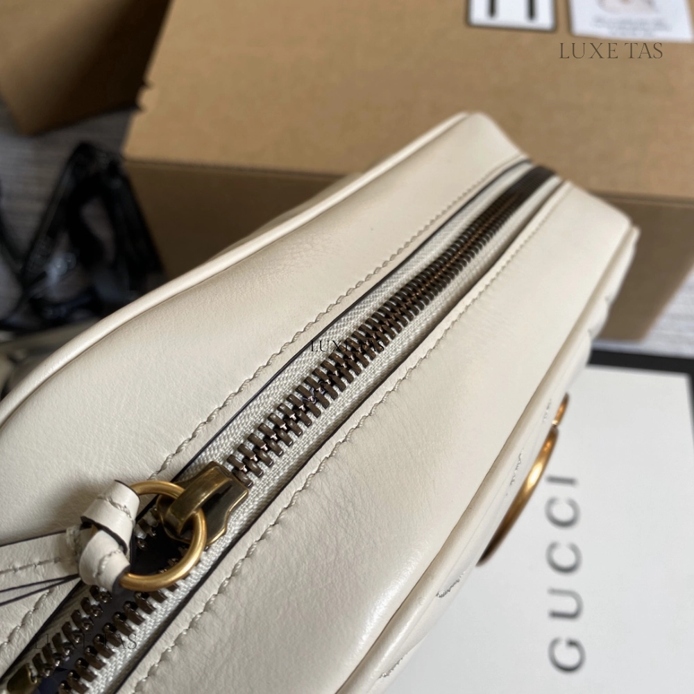 White Leather GG Marmont Small Shoulder Bag Leather Shoulder Bag for Women
