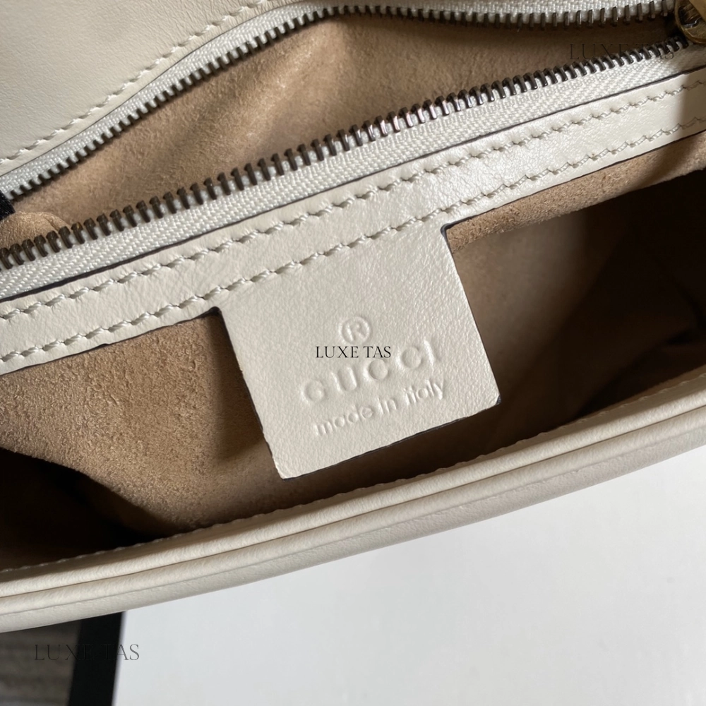 White Matelass Leather GG Marmont Small Shoulder Bag Leather Shoulder Bag for Women