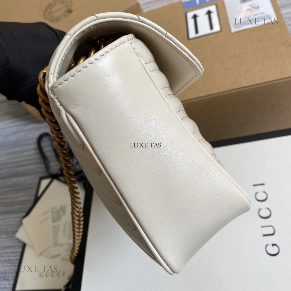 White Matelass Leather GG Marmont Small Shoulder Bag Leather Shoulder Bag for Women