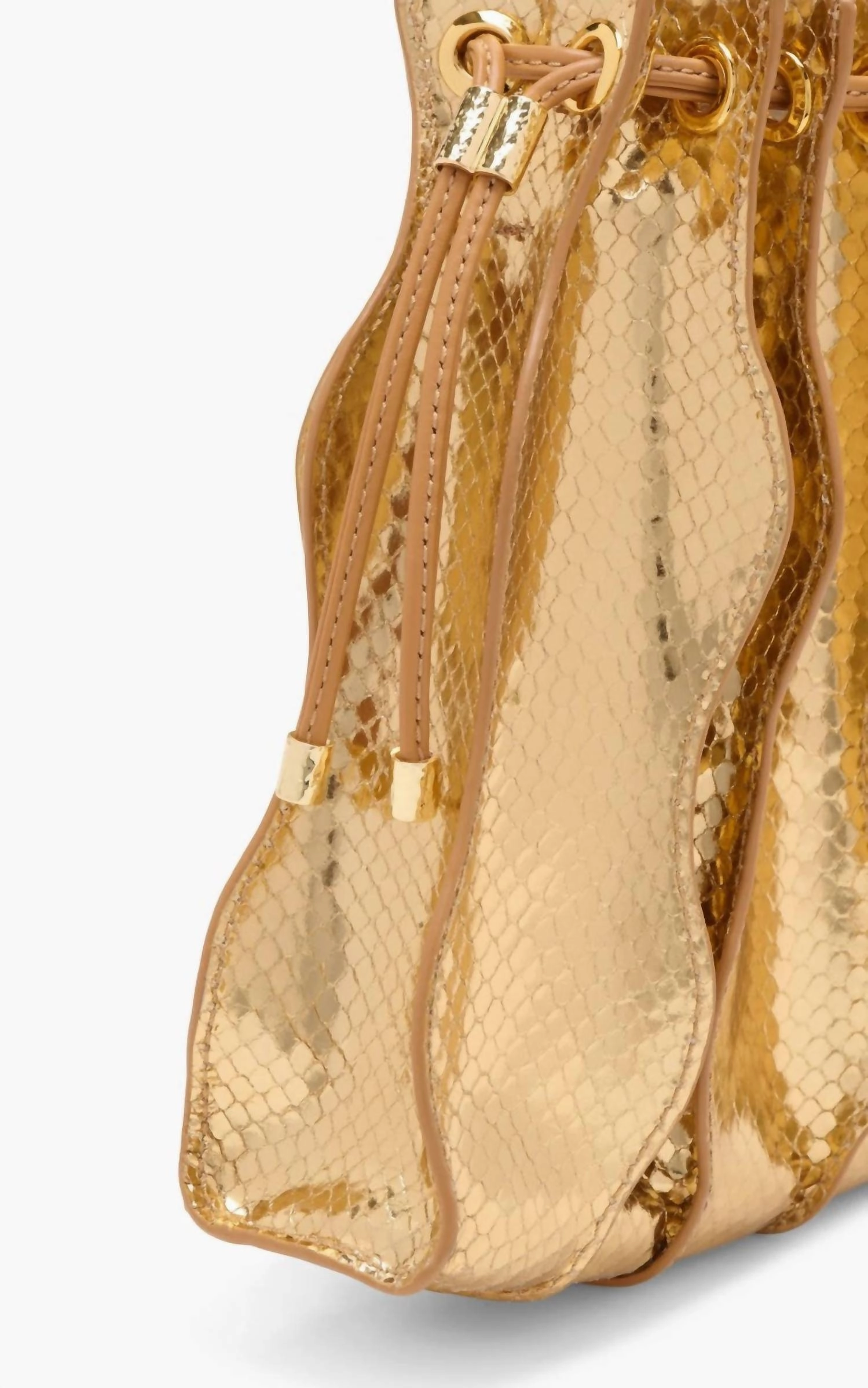Women's Adria Pleated Wave Crossbody Bag In Gold Python