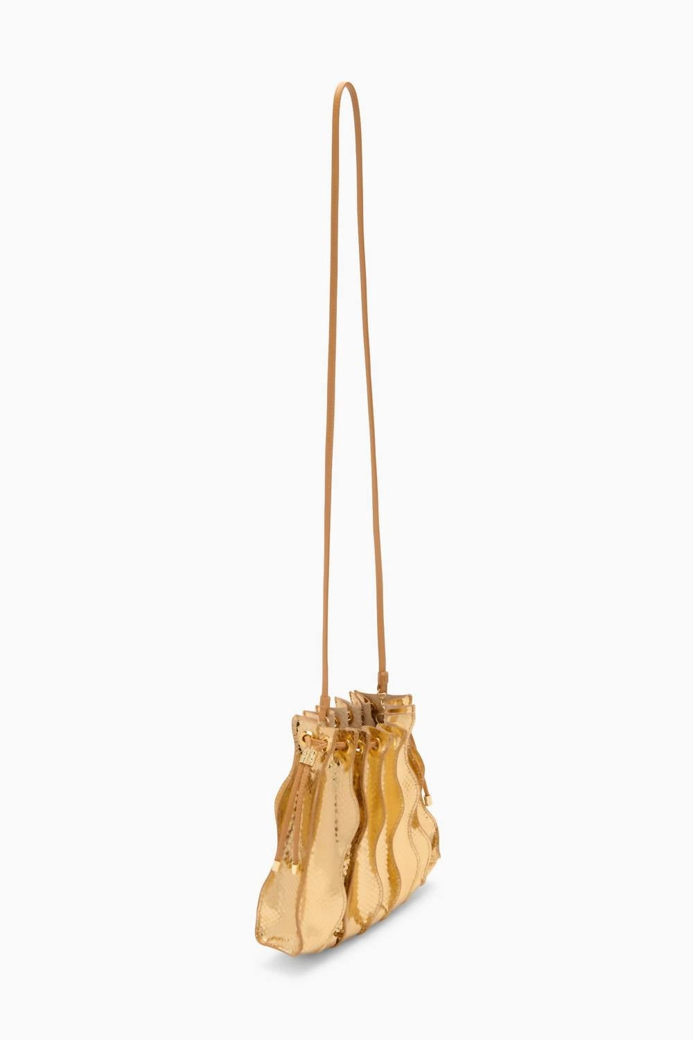 Women's Adria Pleated Wave Crossbody Bag In Gold Python
