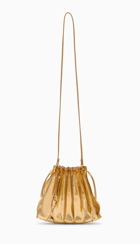 Women's Adria Pleated Wave Crossbody Bag In Gold Python