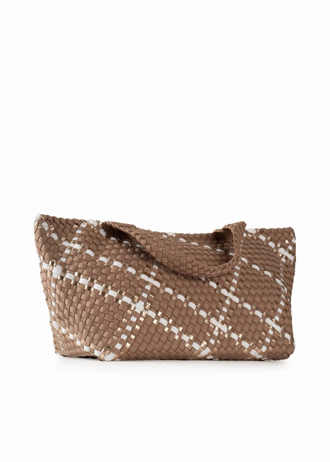 Women's Bobbi Woven Tote Bag In Latte/rose Gold
