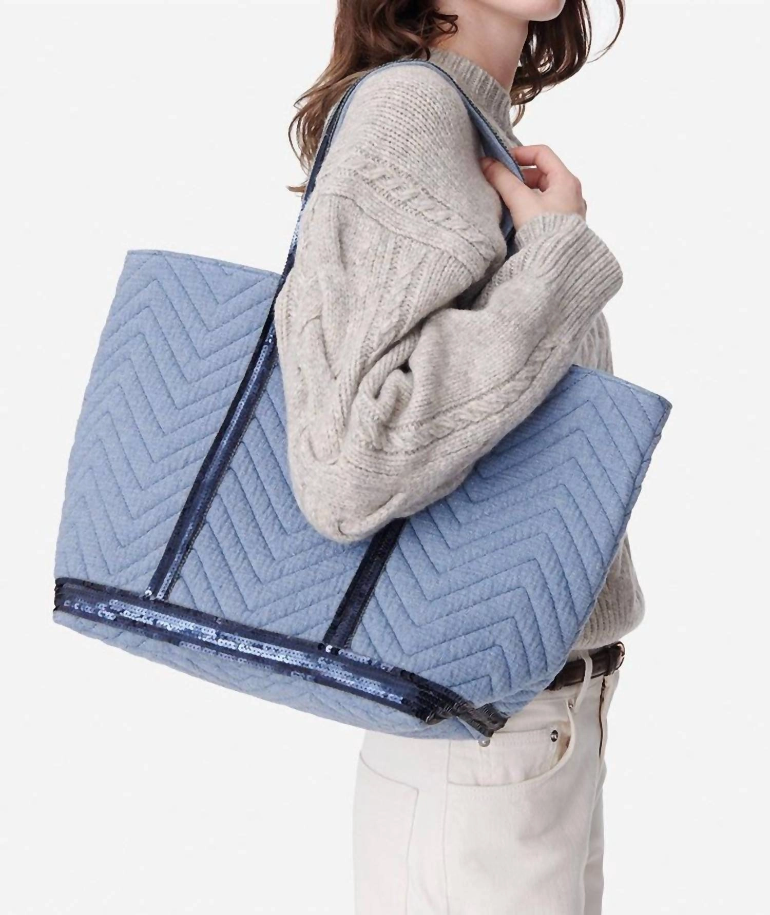Women's Cabas Tote Bag - Large In Chambray