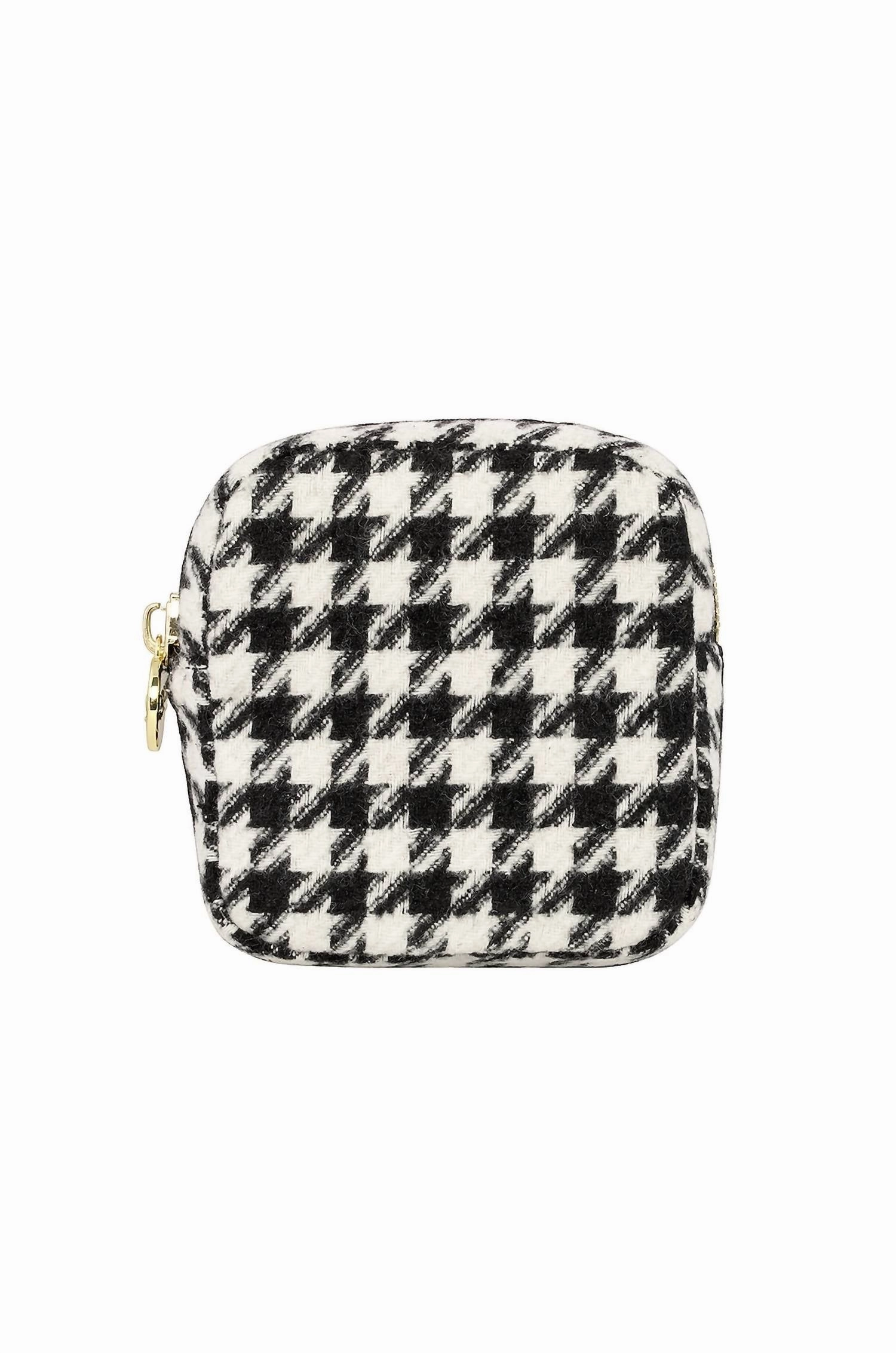 Women's Classic Mini Pouch Bag In Black Houndstooth