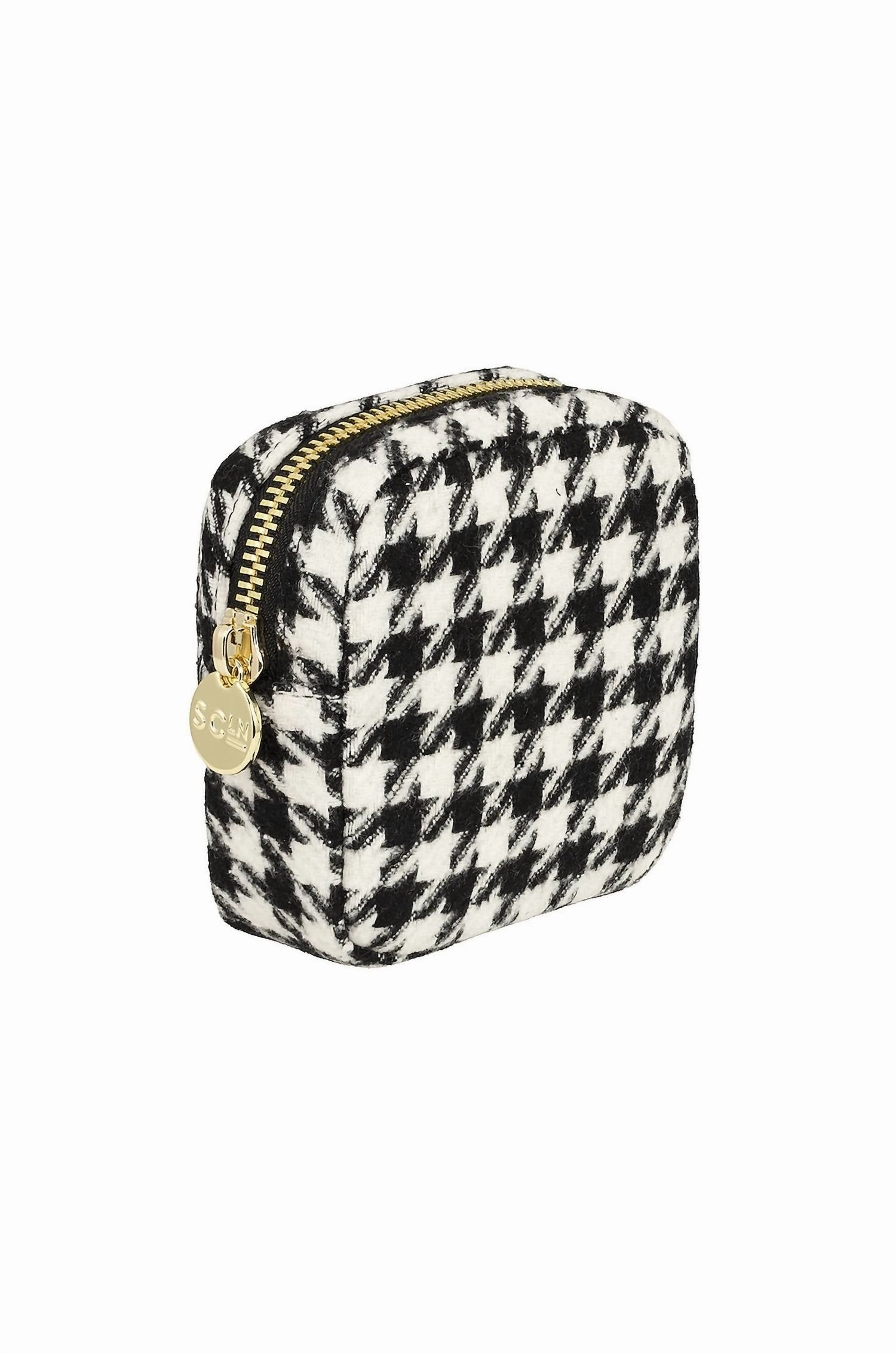 Women's Classic Mini Pouch Bag In Black Houndstooth