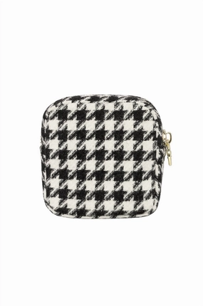 Women's Classic Mini Pouch Bag In Black Houndstooth
