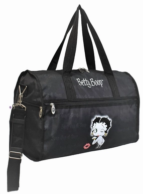 Women's Duffel Bag In Black With Graphic Print