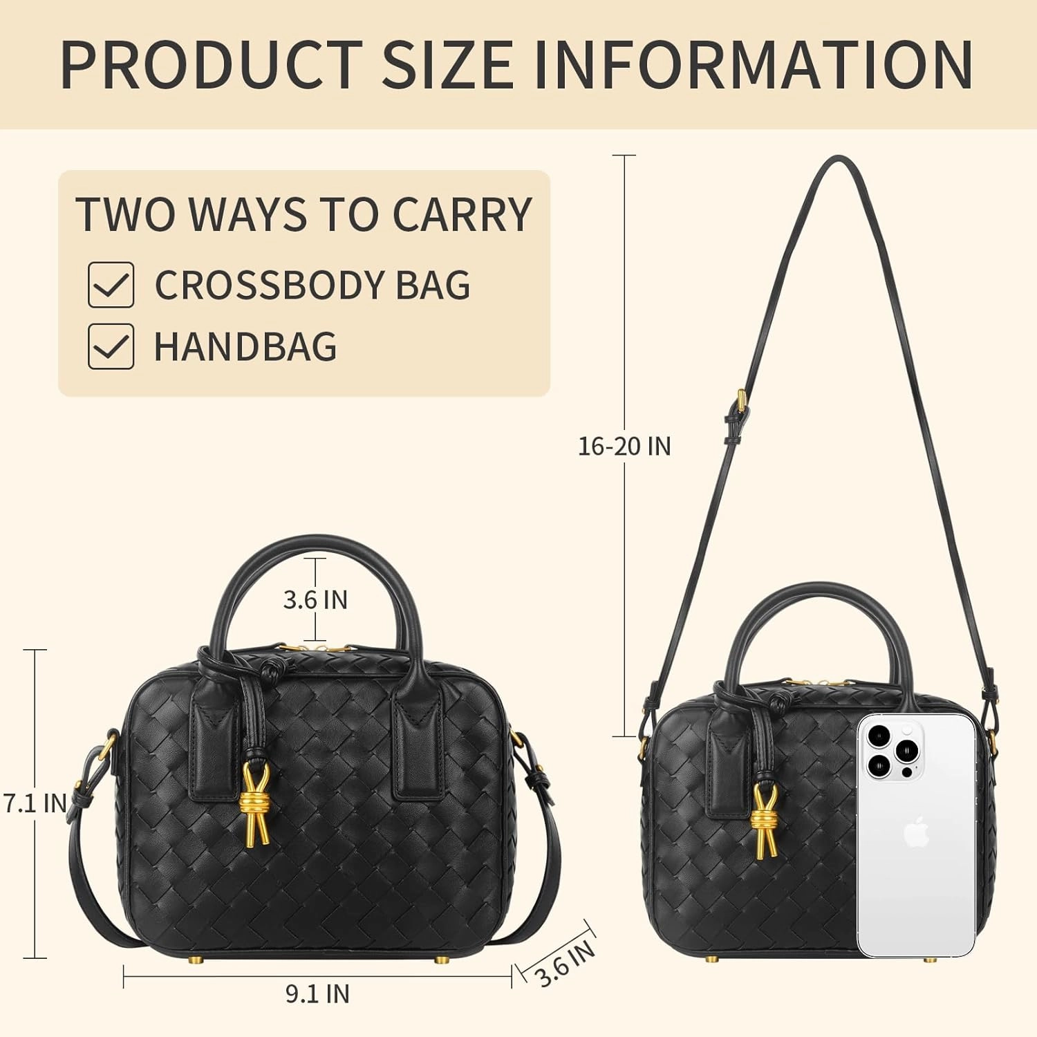 Women's Handmade Woven Top-handle Bag Fashion Leather Shoulder Handbag Crossbody Purse Woven Purse for Women