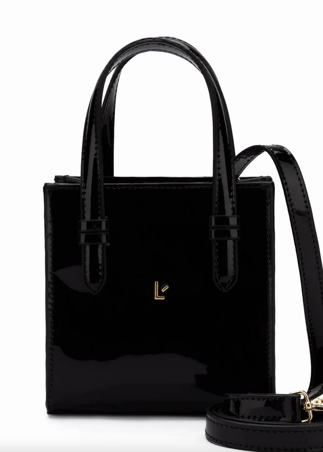 Women's Mini Phoebe Tote Bag In Black Patent