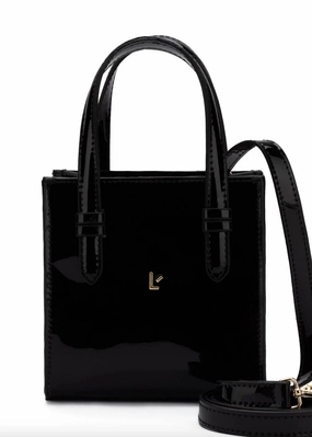 Women's Mini Phoebe Tote Bag In Black Patent