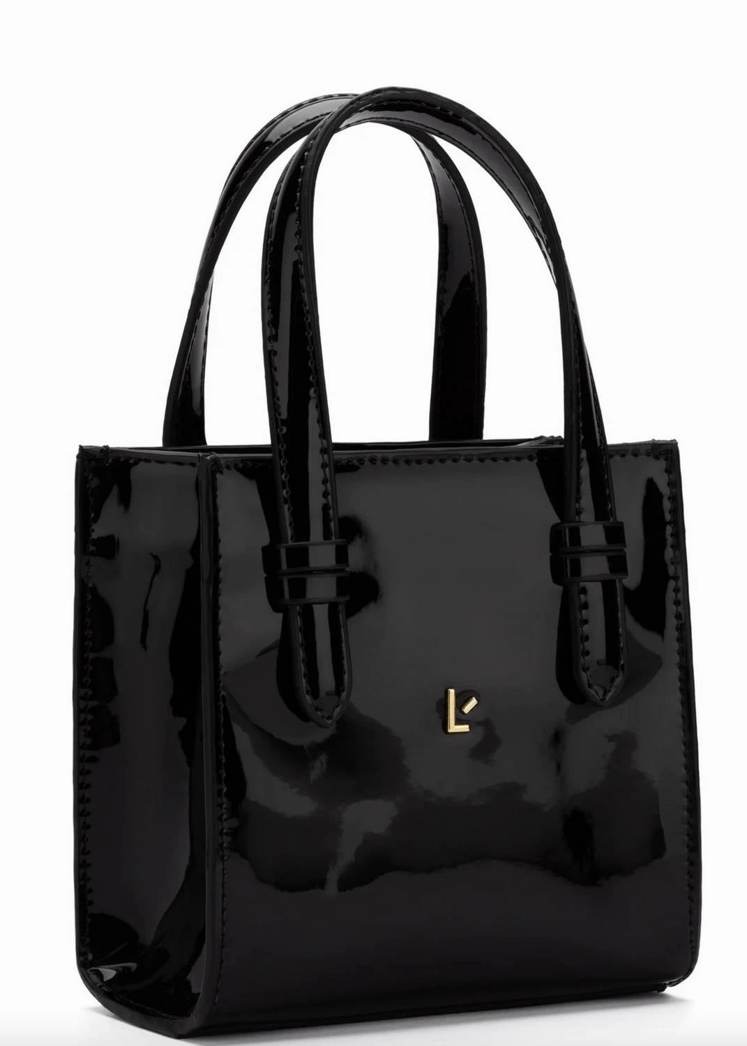 Women's Mini Phoebe Tote Bag In Black Patent