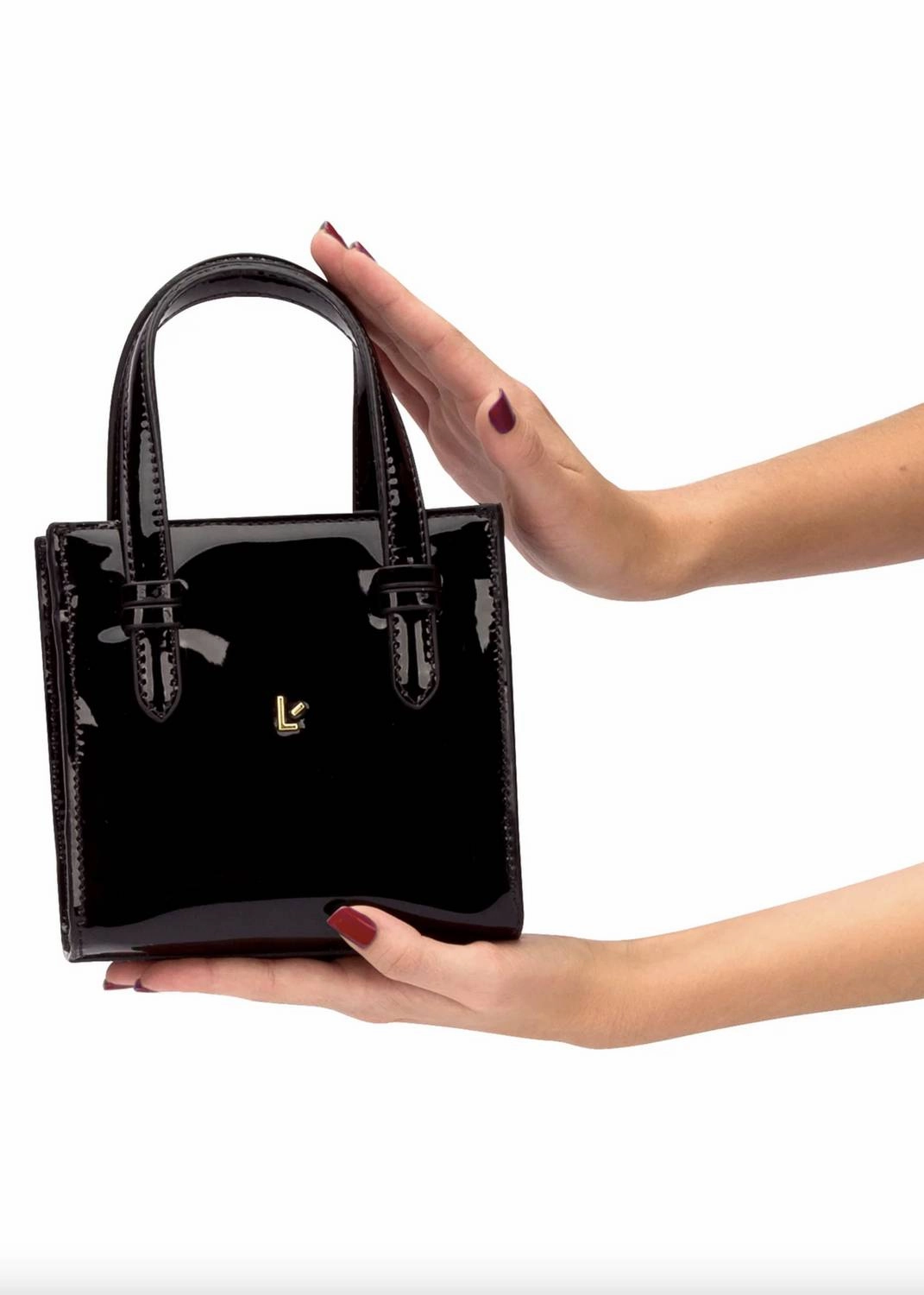 Women's Mini Phoebe Tote Bag In Black Patent