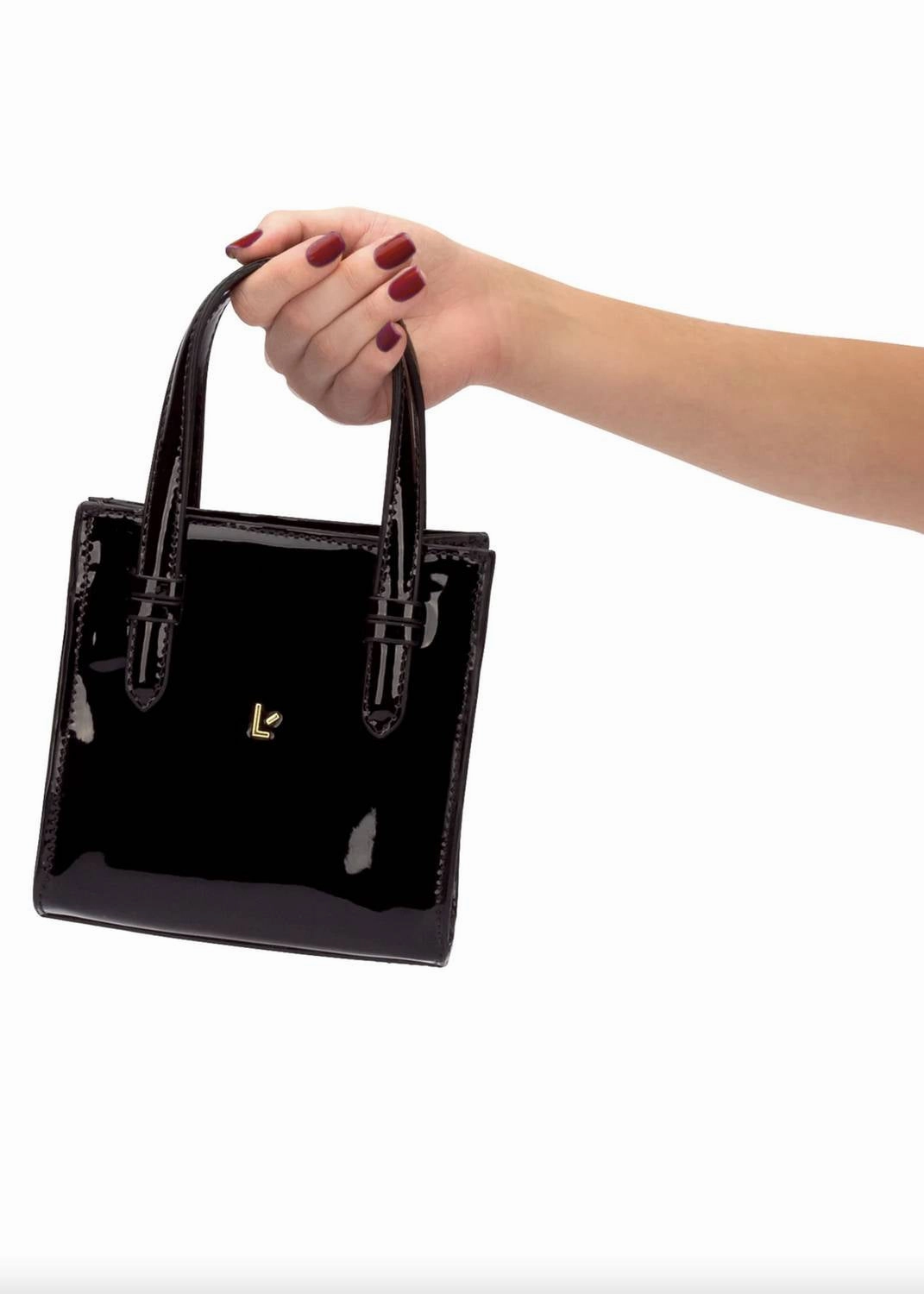 Women's Mini Phoebe Tote Bag In Black Patent