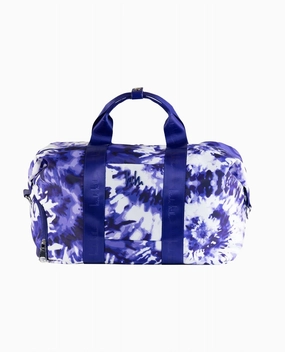 Women's Nylon Crossbody Weekender Bag In Blue Tie Dye