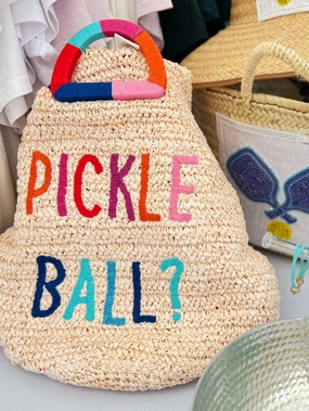 Women's Pickleball Raffia Tote Bag In Beige