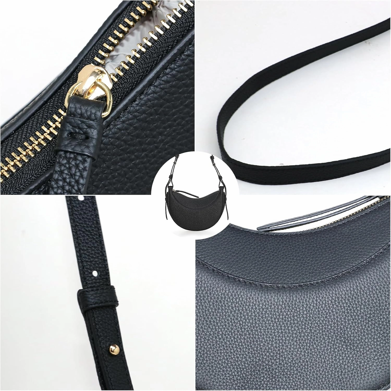 Women's Saddle Bag Lychee Grain Leather Single Shoulder Crossbody Bag