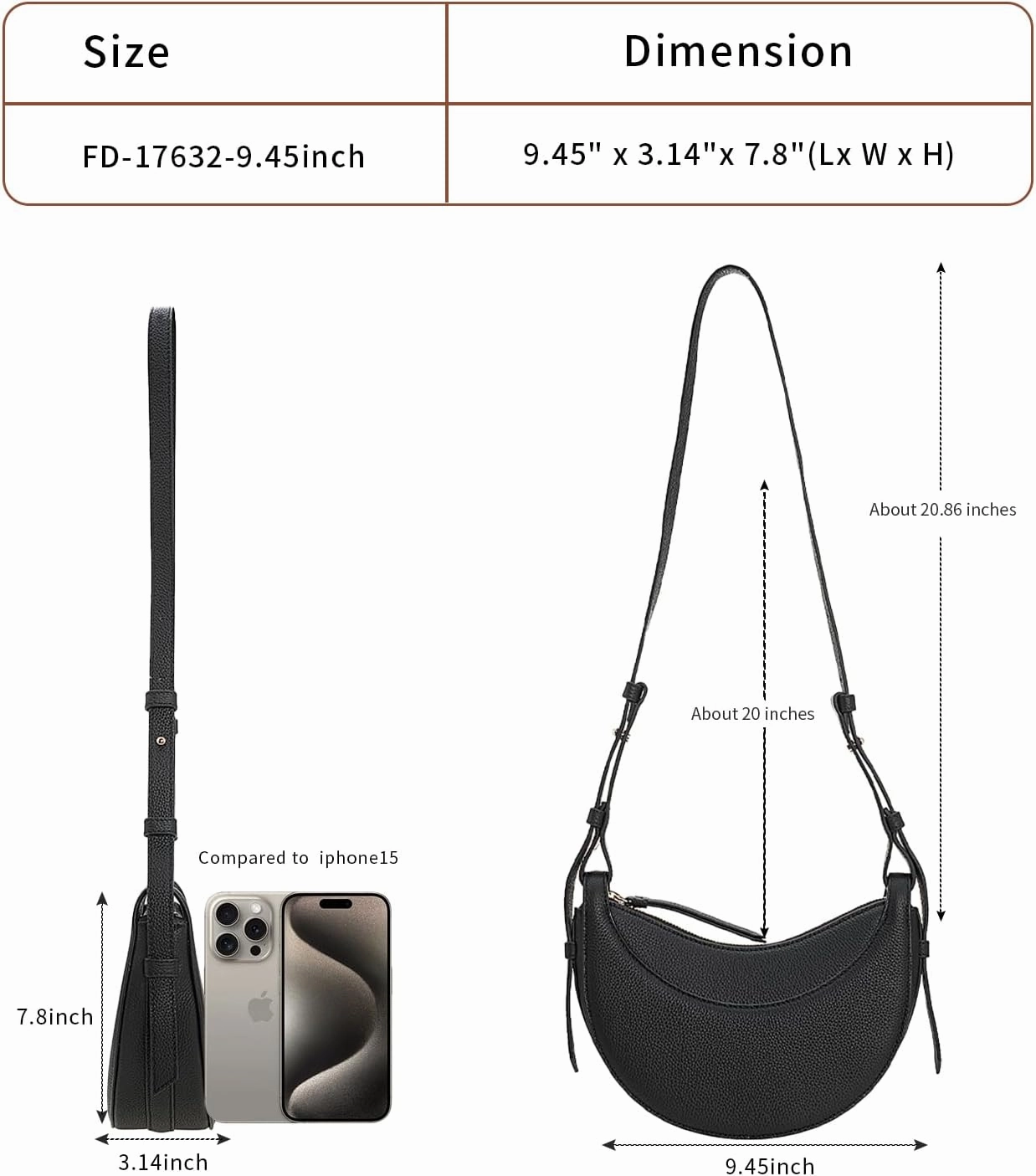 Women's Saddle Bag Lychee Grain Leather Single Shoulder Crossbody Bag