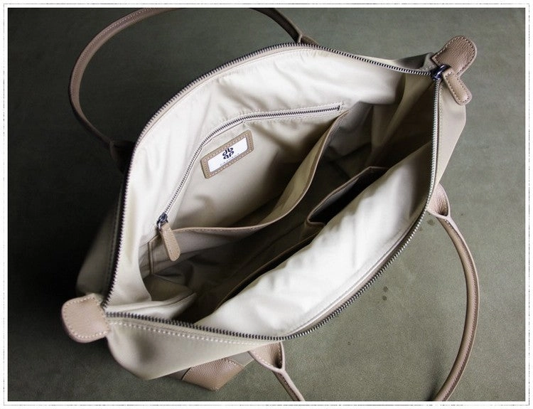 Womens Light Pink Nylon Shoulder Tote Small Pink Nylon Handbag Purse for Ladies