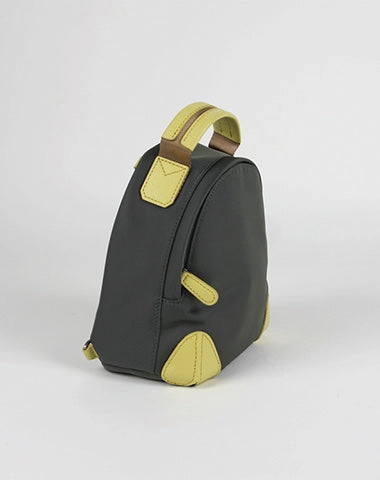 Womens Nylon Small Backpack Purse Gray&Yellow Convertible Crossbody Bag Nylon Backpack Shoulder Bag for Ladies