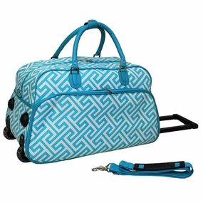 World Traveler Greek Key 21-inch Carry-on Rolling Duffle Bag