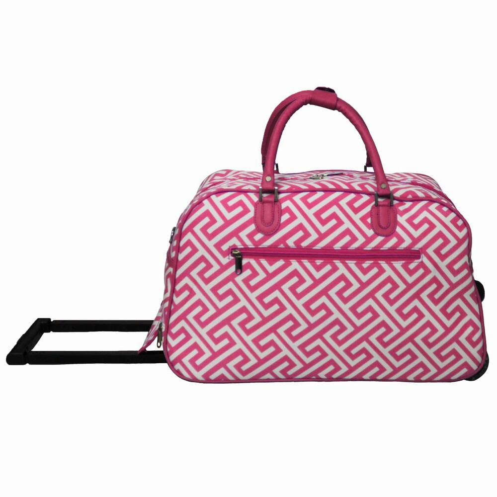 World Traveler Greek Key 21-inch Carry-on Rolling Duffle Bag