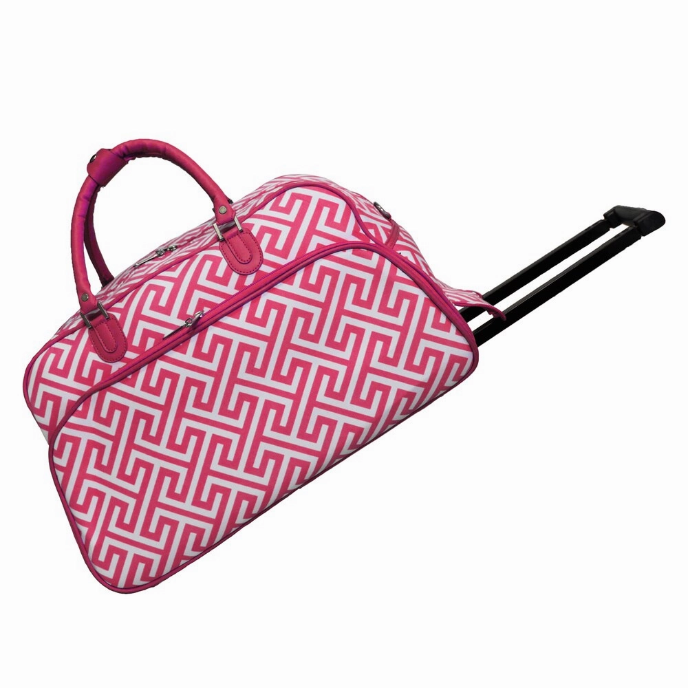 World Traveler Greek Key 21-inch Carry-on Rolling Duffle Bag
