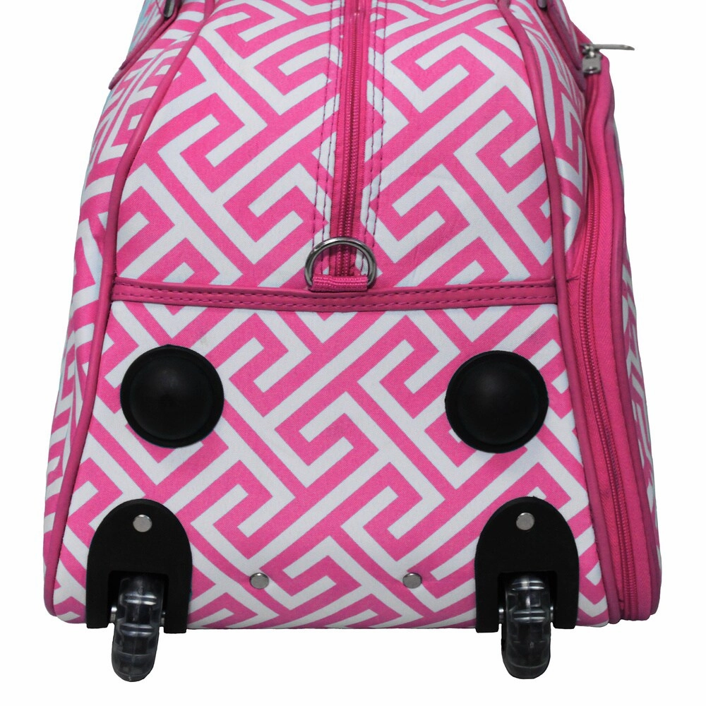 World Traveler Greek Key 21-inch Carry-on Rolling Duffle Bag