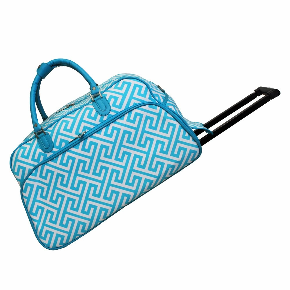 World Traveler Greek Key 21-inch Carry-on Rolling Duffle Bag