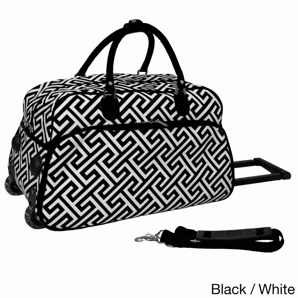 World Traveler Greek Key 21-inch Carry-on Rolling Duffle Bag