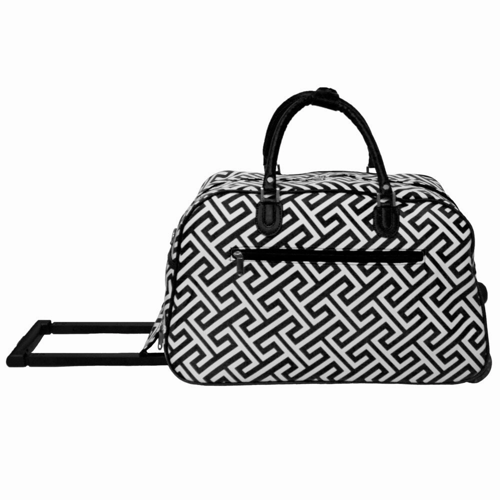 World Traveler Greek Key 21-inch Carry-on Rolling Duffle Bag