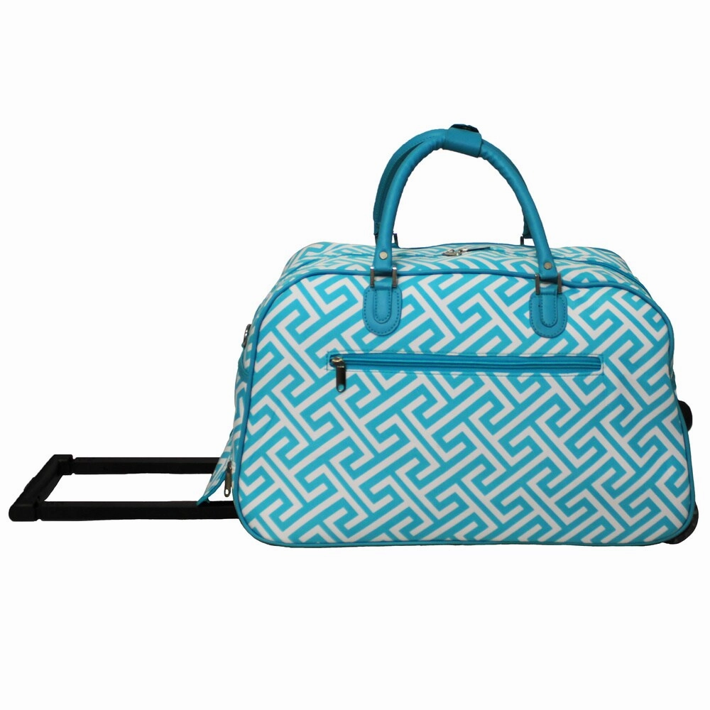 World Traveler Greek Key 21-inch Carry-on Rolling Duffle Bag