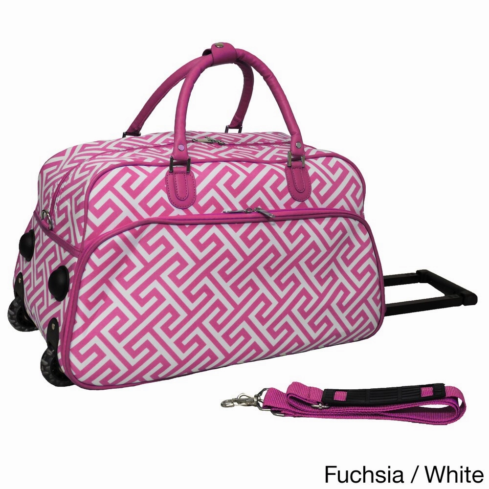 World Traveler Greek Key 21-inch Carry-on Rolling Duffle Bag