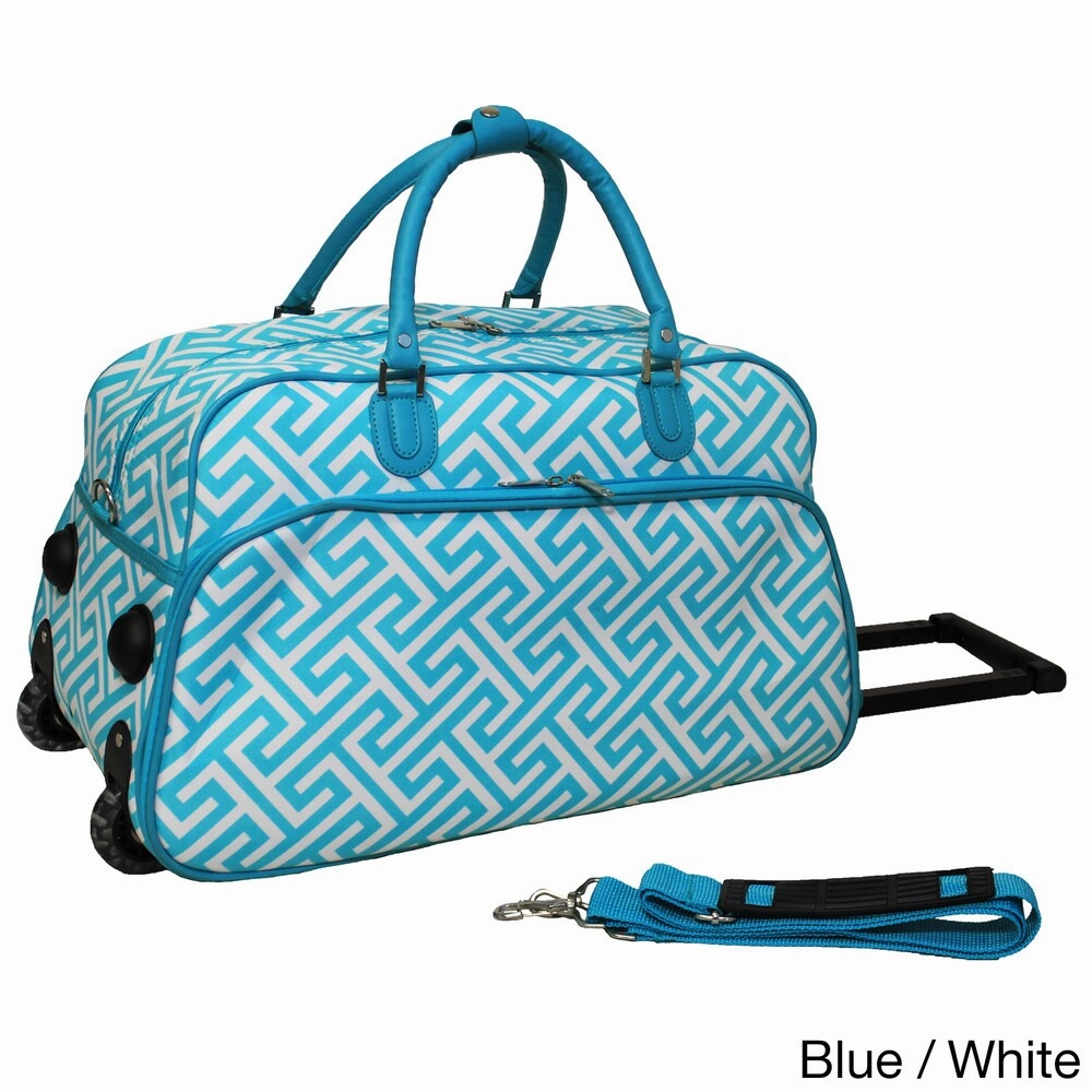 World Traveler Greek Key 21-inch Carry-on Rolling Duffle Bag