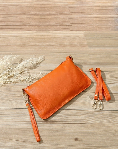 Yellow Leather Wristlet Wallet Womens Small Minimalist Shoulder Purse Zip Crossbody Purse Slim Shoulder Bag for Women