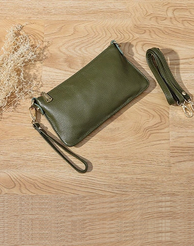 Yellow Leather Wristlet Wallet Womens Small Minimalist Shoulder Purse Zip Crossbody Purse Slim Shoulder Bag for Women