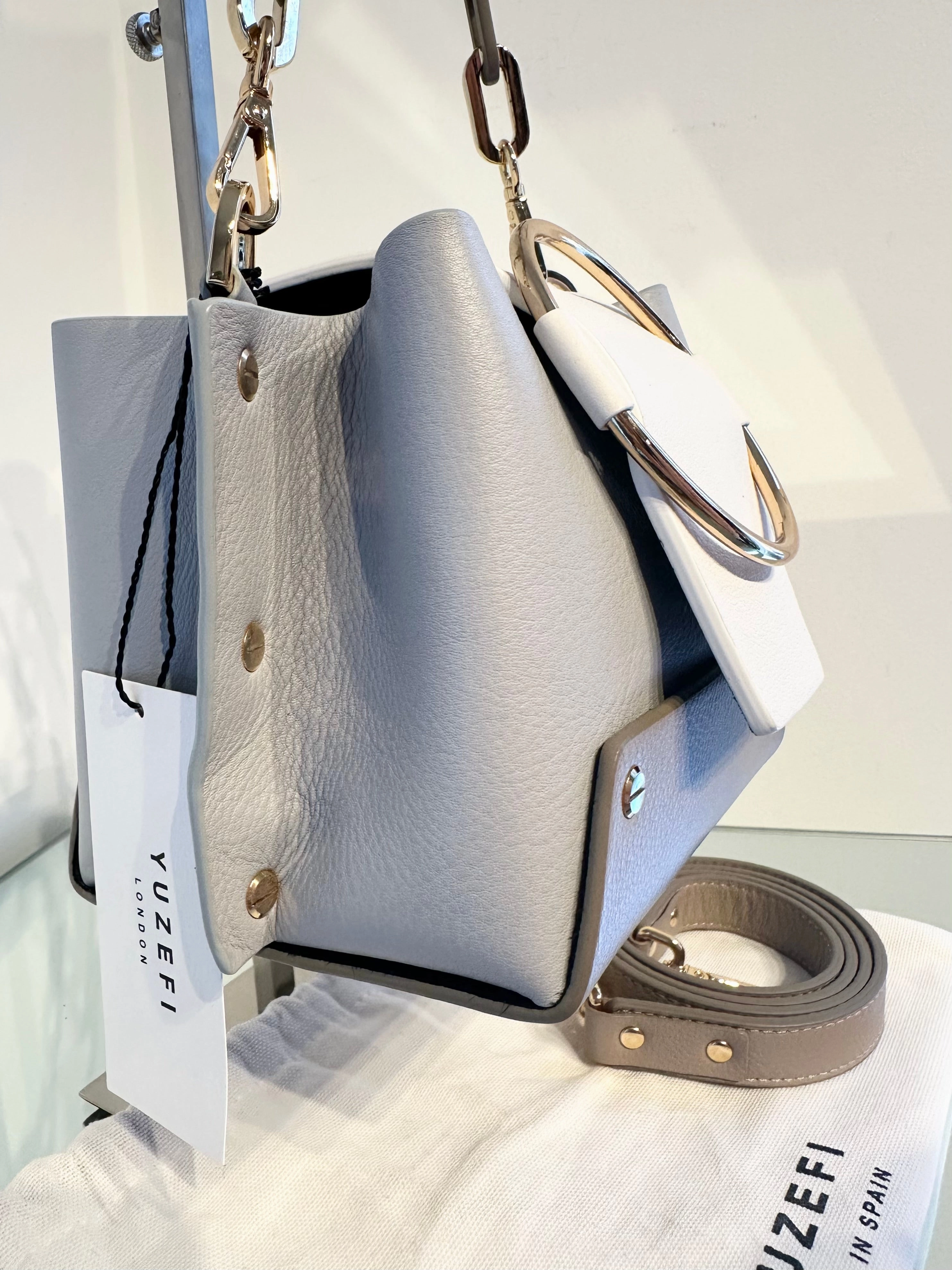 YUZEFI Bucket Colour Block Leather Handle Crossbody Bag