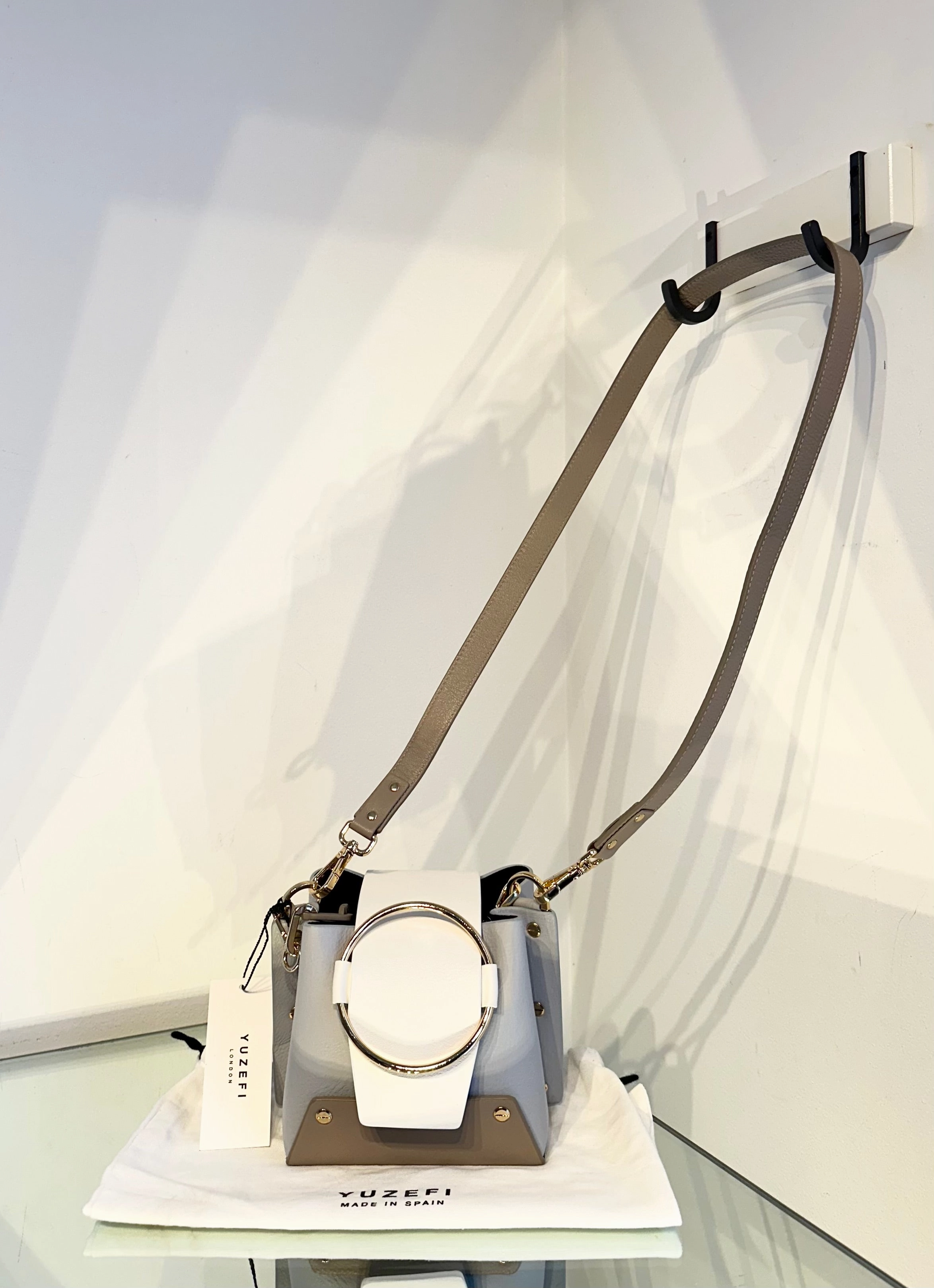 YUZEFI Bucket Colour Block Leather Handle Crossbody Bag