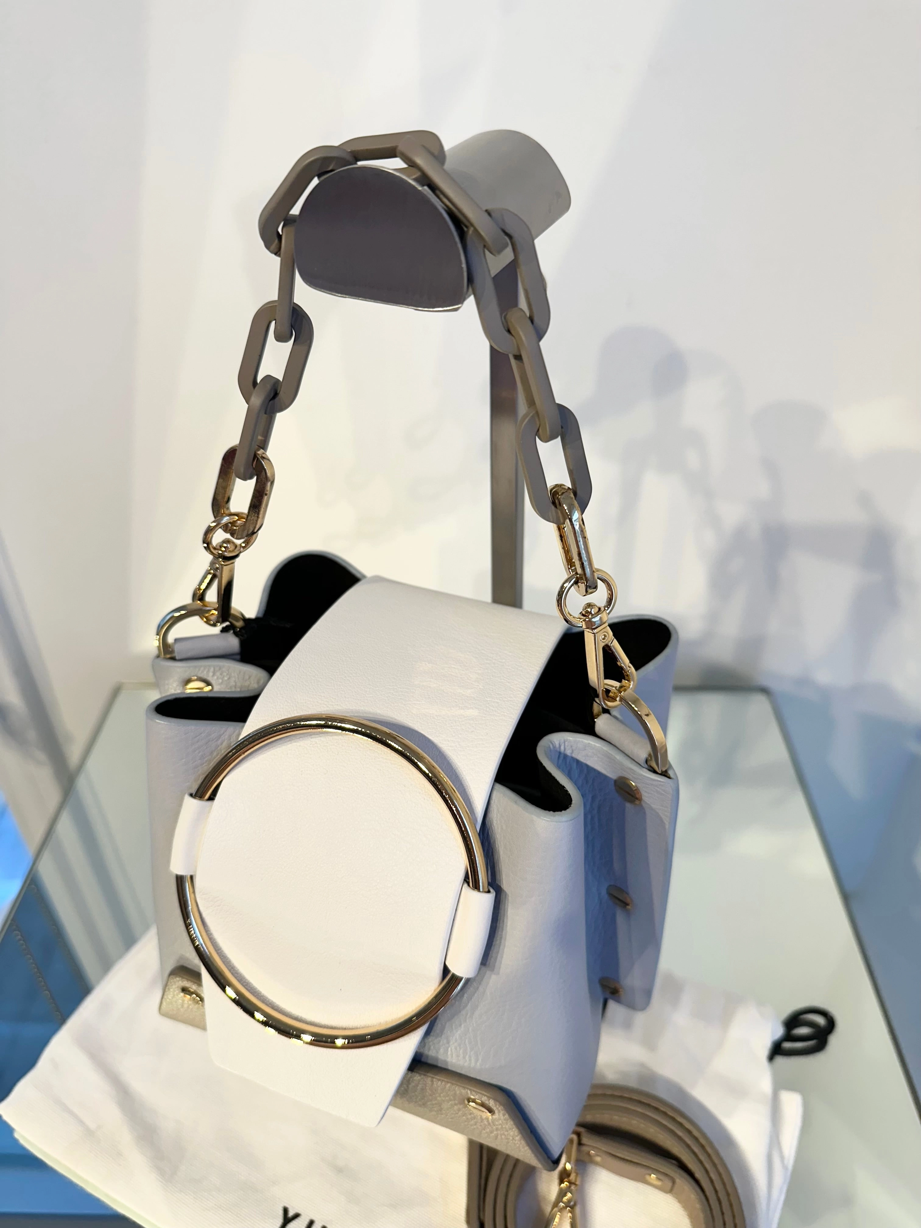 YUZEFI Bucket Colour Block Leather Handle Crossbody Bag