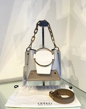 YUZEFI Bucket Colour Block Leather Handle Crossbody Bag