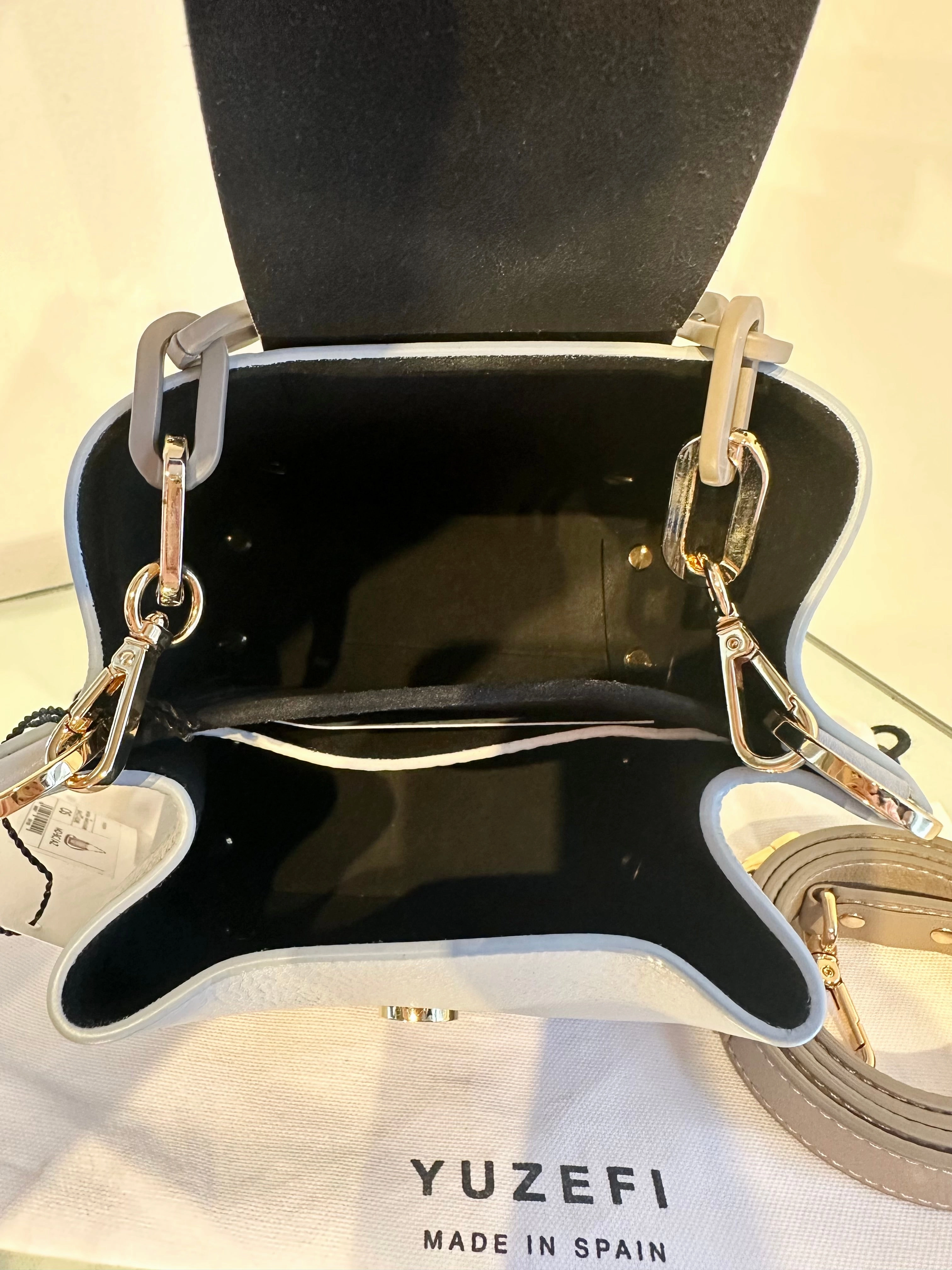YUZEFI Bucket Colour Block Leather Handle Crossbody Bag